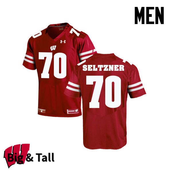 Wisconsin Badgers Men's #70 Josh Seltzner NCAA Under Armour Authentic Red Big & Tall College Stitched Football Jersey WB40W07GC